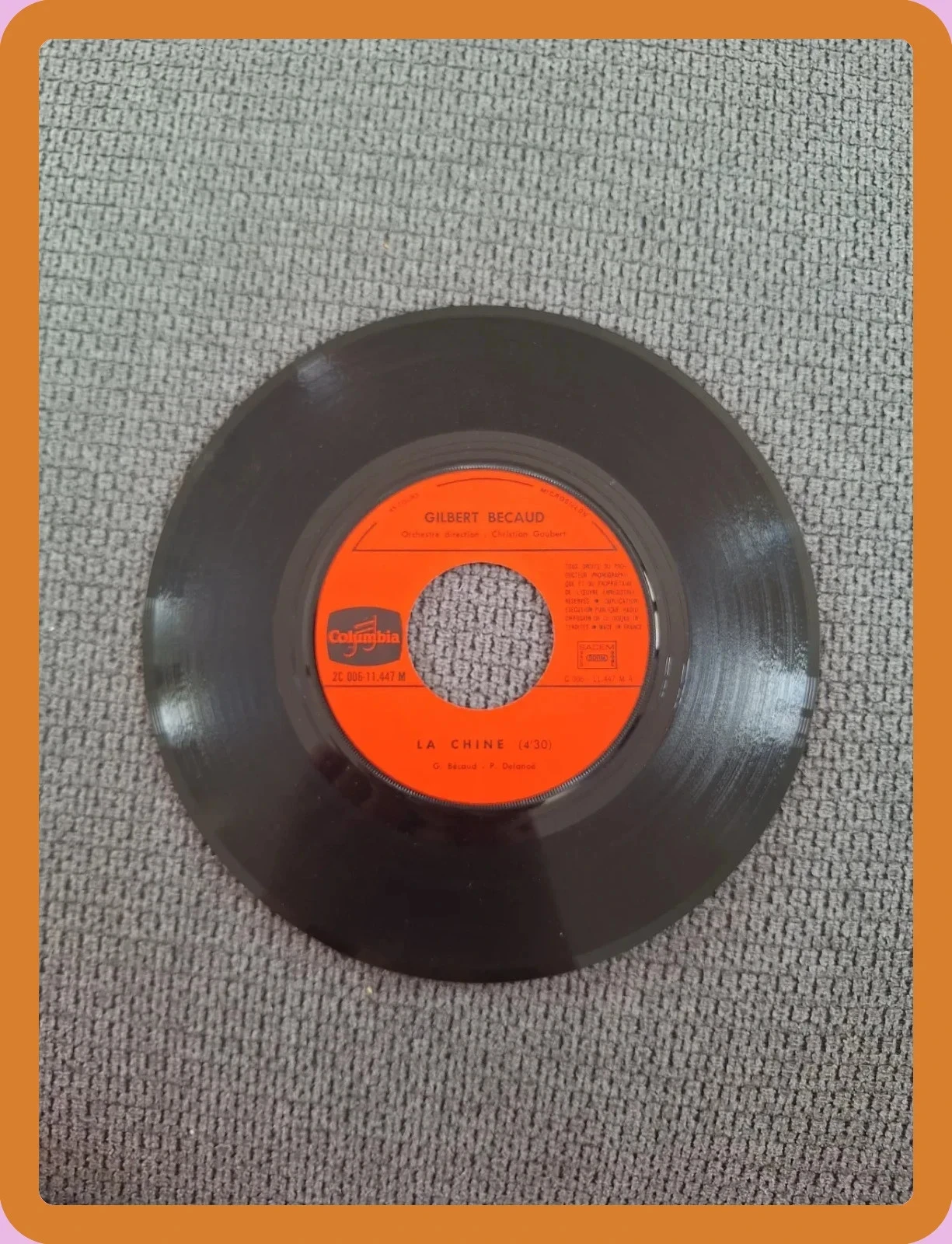 Disco de vinilo de 45 RPM de Gilbert Bécaud – photo 3